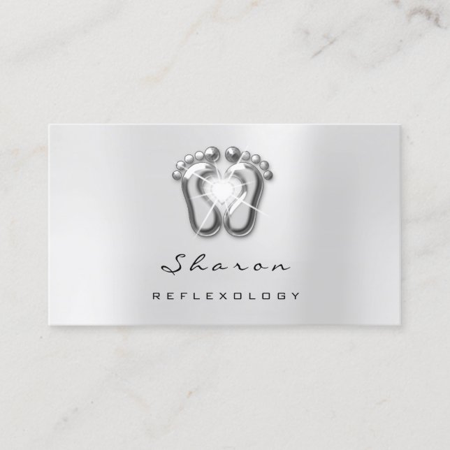 Tarjeta De Visita Terapia de Masaje Reflexología Terapia Spark Plata (Anverso)