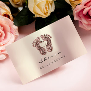 Tarjeta De Visita Terapia de Masaje Rosa de Reflexología Negro