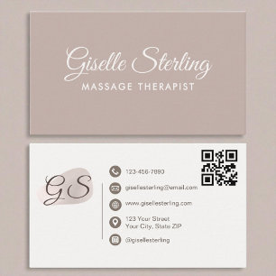 Tarjeta De Visita Terapia de Masaje Rubor Mauve Elegant QR Code