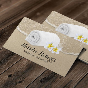 Tarjeta De Visita Terapia de Masaje Salón De Playa Tropical