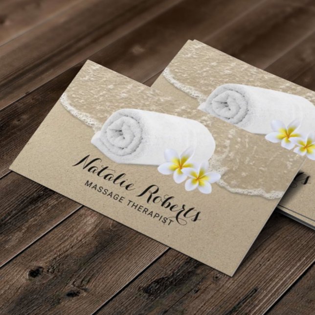 Tarjeta De Visita Terapia de Masaje Salón De Playa Tropical (Subido por el creador)