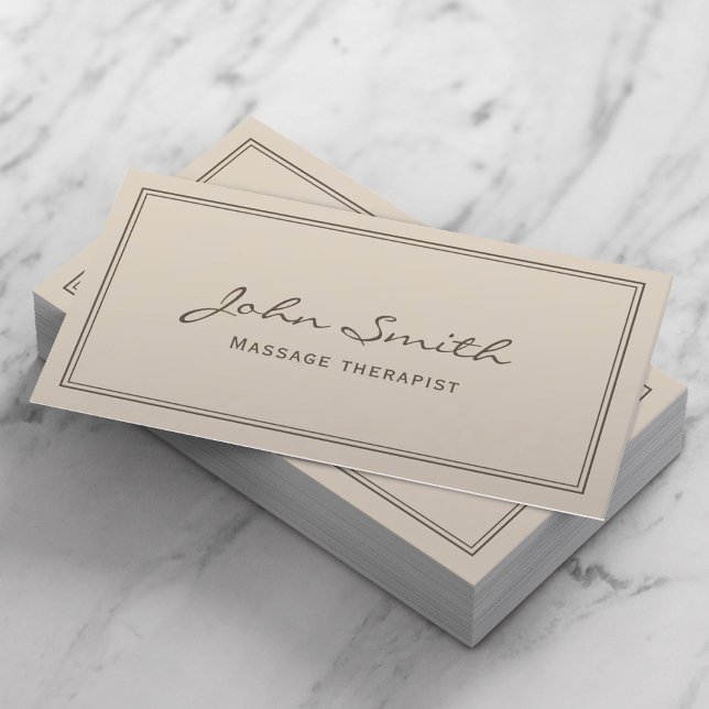 Tarjeta De Visita Terapia de Masaje Simple Framed Plain Beige (Subido por el creador)