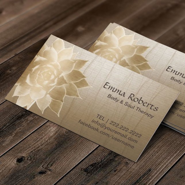 Tarjeta De Visita Terapia de Masaje Vintage Gold Lotus Health Spa (Subido por el creador)