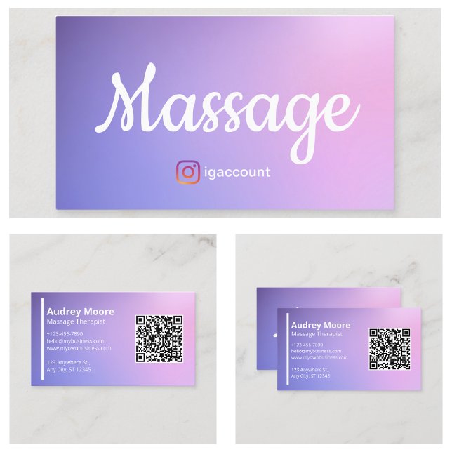 Tarjeta De Visita Terapia de Masaje Wellness Holístico Código QR (Massage Therapist Holistic Wellness QR Code Business Card
)