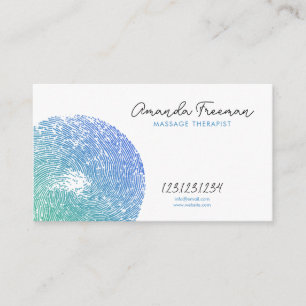 Tarjeta De Visita Terapia de masaje Zen azul y blanco con huellas di