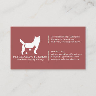 Tarjeta De Visita Terapia de Mascotas con Rosa Polvorienta Bienestar