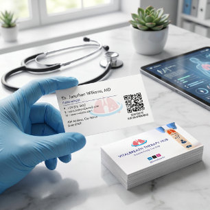Tarjeta De Visita Terapia de Neumología Negocio Simple Blanco