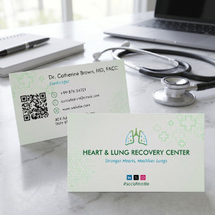 Tarjeta De Visita Terapia de recuperación cardíaca y pulmonar Verd