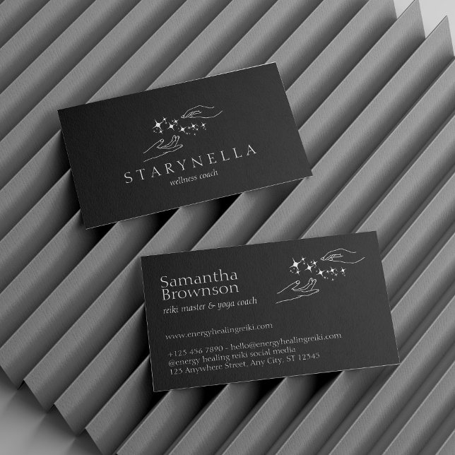 Tarjeta De Visita Terapia de Reiki para curación de energía negra (Black Energy Healing Hands Reiki Therapy Business Card)