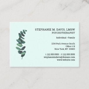 Tarjeta De Visita Terapia Eucalyptus Green Euro Business Card