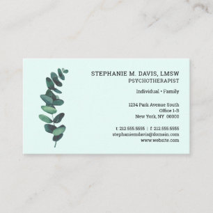 Tarjeta De Visita Terapia Eucalyptus Mint Green Business Card