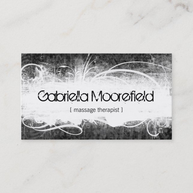 Tarjeta De Visita Terapia extrema del masaje del Grunge (Anverso)