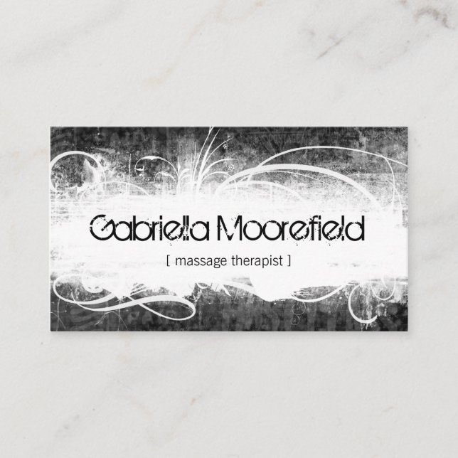 Tarjeta De Visita Terapia extrema del masaje del Grunge (Anverso)