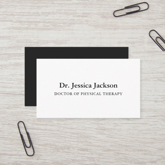 Tarjeta De Visita Terapia Física Simple Clásico Negro y Blanco (Anverso/Reverso In Situ)