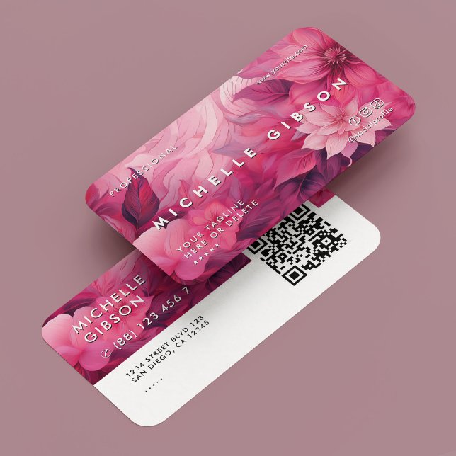 Tarjeta De Visita Terapia física Wellness Floral Rosa Mínimo (Physical Therapist Wellness Floral Pink Minimal Business Card
)