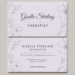 Tarjeta De Visita Terapia Floral Lilac Purple Healing Elegante