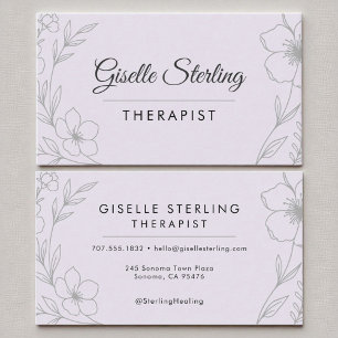 Tarjeta De Visita Terapia Floral Lilac Purple Healing Elegante