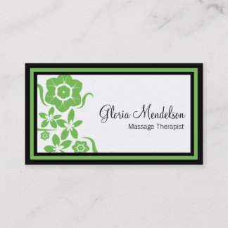 Tarjeta De Visita Terapia floral verde intrépida del masaje