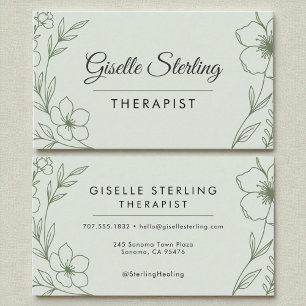 Tarjeta De Visita Terapia Holística Botánica Sage Verde Moderno