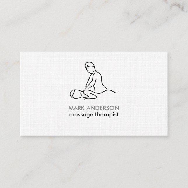 Tarjeta De Visita Terapia Masaje Gris Blanco Negro Masseuse Spa (Anverso)