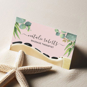 Tarjeta De Visita Terapia Masajista Bodywork Green Spa Pink