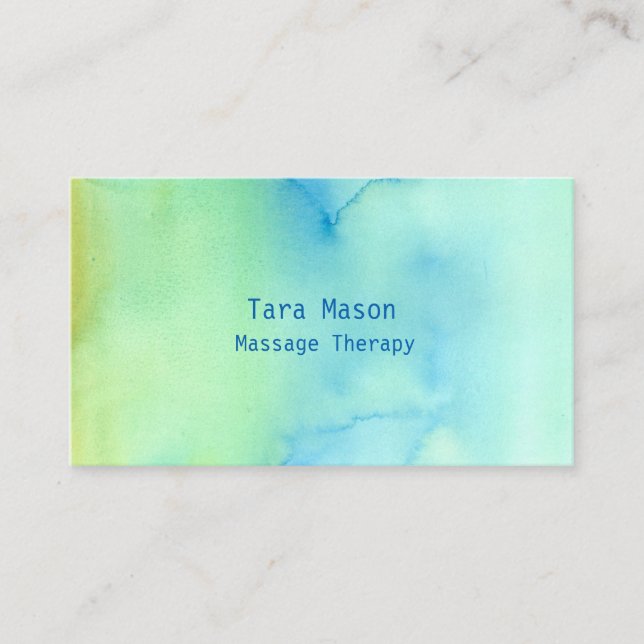 Tarjeta De Visita Terapia Masajista Calm Green Wash (Anverso)