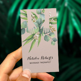 Tarjeta De Visita Terapia Masajista Curación Manos Terapia Botánica 