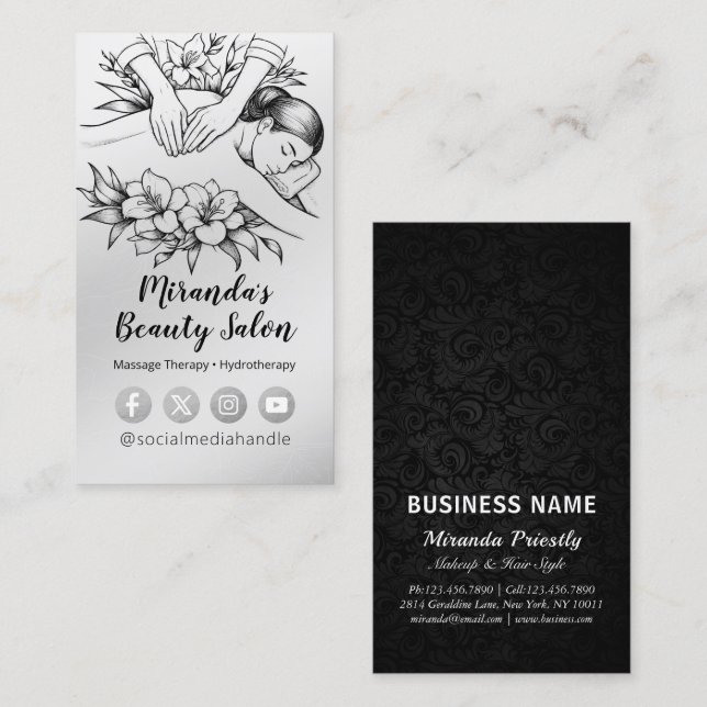 Tarjeta De Visita Terapia Masajista Manos Curadoras Energía Spa Well (Anverso / Reverso)