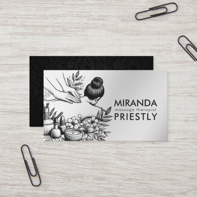 Tarjeta De Visita Terapia Masajista Manos Curadoras Energía Spa Well (Anverso/Reverso In Situ)