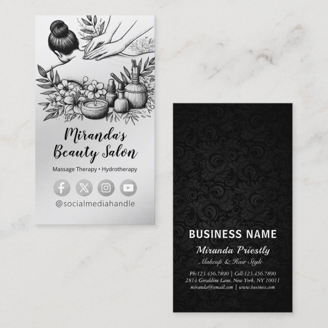 Tarjeta De Visita Terapia Masajista Manos Curadoras Energía Spa Well (Anverso / Reverso)