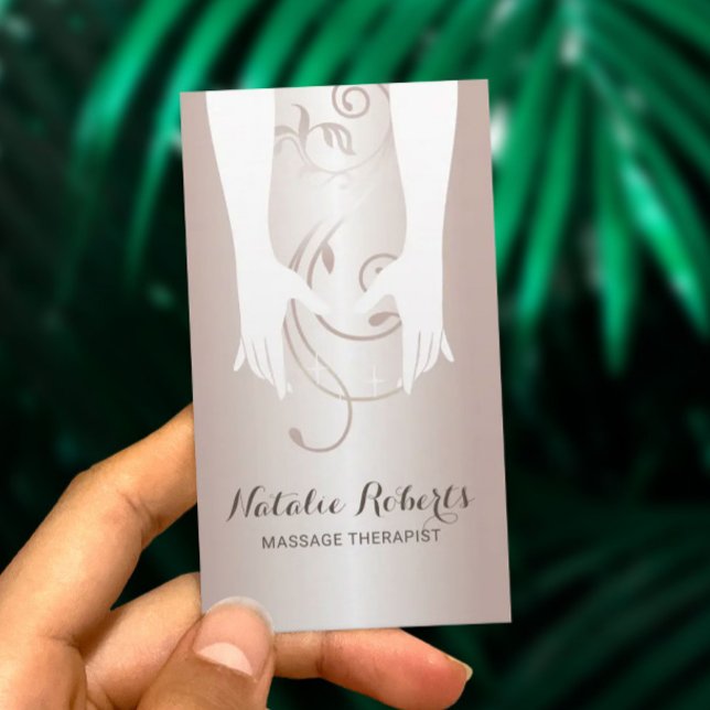 Tarjeta De Visita Terapia Masajista Manos Curadoras Spa Rosa Oro (Subido por el creador)