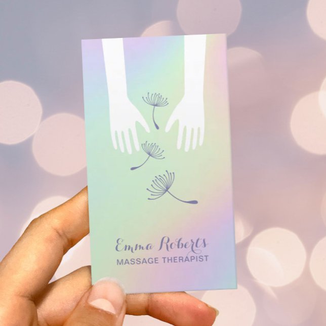 Tarjeta De Visita Terapia Masajista Manos Curativas Spa Holográfico (Subido por el creador)