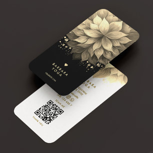 Tarjeta De Visita Terapia Masajista Spa Elegante Black White Lotus
