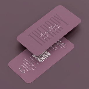Tarjeta De Visita Terapia Mauve Rosa Mínimo Profesional Dusty Mauve