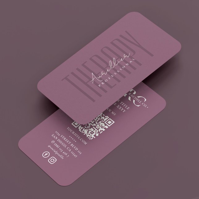 Tarjeta De Visita Terapia Mauve Rosa Mínimo Profesional Dusty Mauve (Minimal Professional Dusty Mauve Pink Therapist Business Card
)
