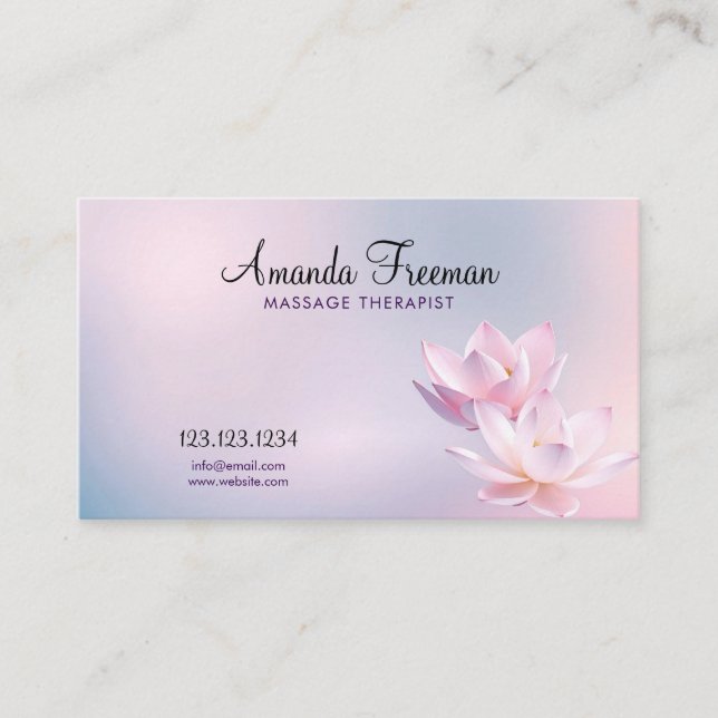 Tarjeta De Visita Terapia suave de masaje con gradiente de Lotus Ser (Anverso)