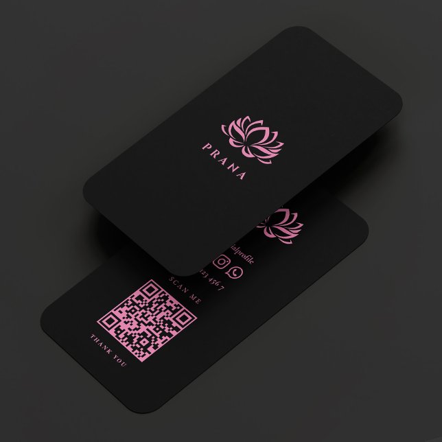 Tarjeta De Visita Terapia Terapia Terapia de Masaje Negro Rosa Lotus (Therapist Massage Therapy Black Pink Lotus Modern Business Card
)