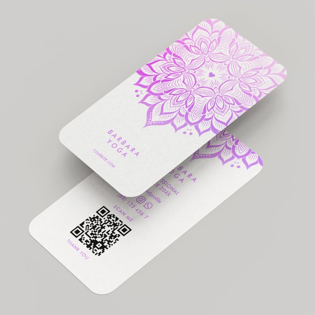 Tarjeta De Visita Terapista Mandala White Purple Lotus Elegant (Therapist Mandala White Purple Lotus Elegant Business Card
)