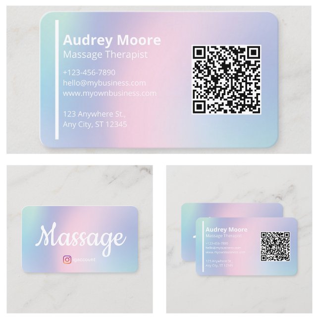 Tarjeta De Visita Terapistas de masaje holístico Reflexología Reiki  (Holistic Massage Therapists Reiki Reflexology QR Business Card
)