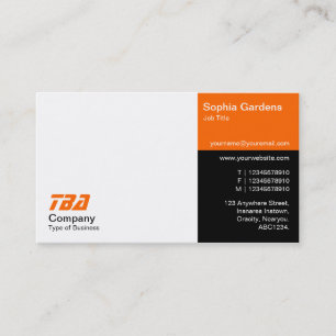 Tarjeta De Visita Tercero: blanco, Naranja y negro
