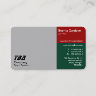 Tarjeta De Visita Tercero: gris, rojo rubí y verde k