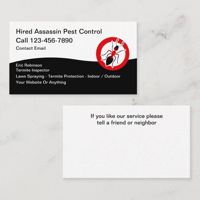 Tarjeta De Visita Termite Pest Control Business Cards New (Anverso / Reverso)