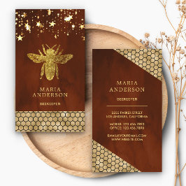 Tarjeta De Visita Terracota Abeja Miel Abejorero Brillante Dorado