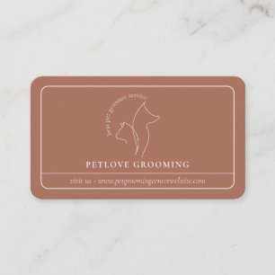 Tarjeta De Visita Terracota Beige Minimalista Línea enmarcada Gato P