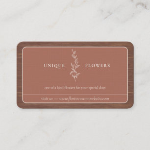 Tarjeta De Visita Terracota Beige Mínimo Marco de madera Flor