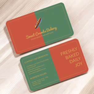Tarjeta De Visita Terracota de panadería personalizado, verde, amari