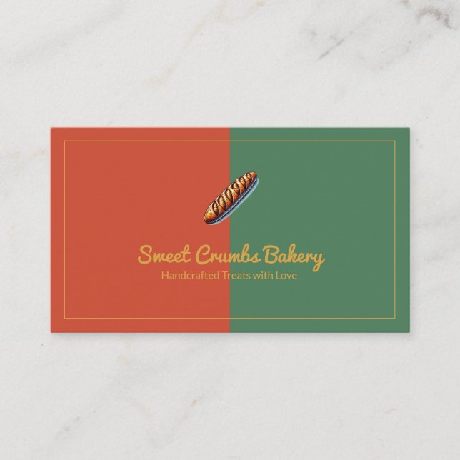 Tarjeta De Visita Terracota de panadería personalizado, verde, amari (Anverso)