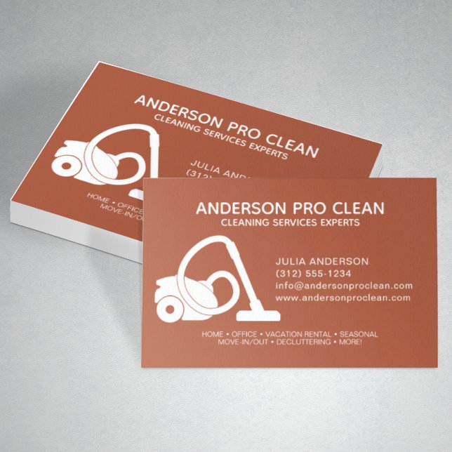 Tarjeta De Visita Terracota del servicio de limpieza del hogar y Off (Subido por el creador)