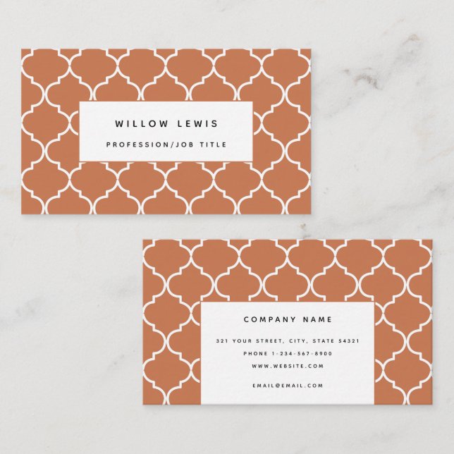 Tarjeta De Visita Terracota mediterráneo marroquí profesional (Anverso / Reverso)