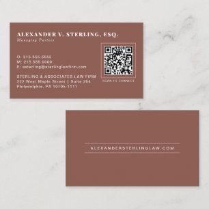 Tarjeta De Visita Terracota Moderna Código QR Dorado Rosa Profesiona